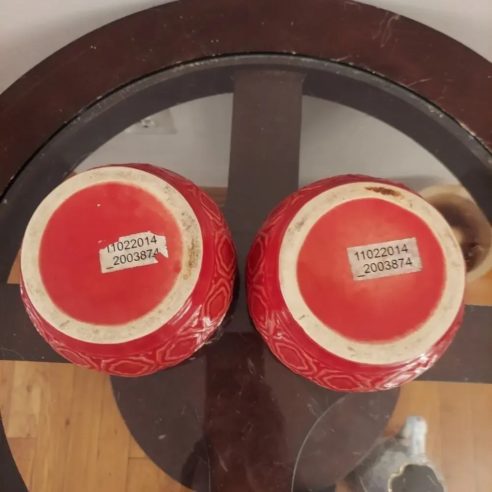 Mid Century Red Ceramic Geometric 4